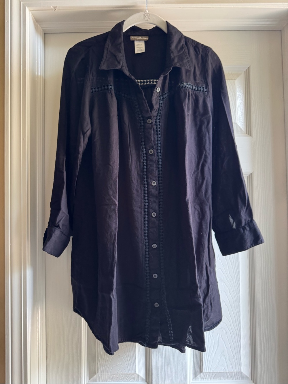 Tommy Bahama Black Button-Front Swim Coverup Tunic